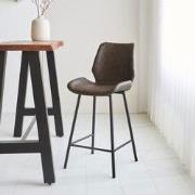 Beau Industriële Barkruk Taupe Kunstleer – 67 cm Zithoogte - Zonder Ar...