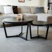 Salontafel Set van 2 Brady Rond Marmerlook Zwart