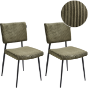 STURGIS - Eetkamerstoel set van 2 - Olijfgroen - Corduroy