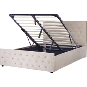 AMIENS  - Bed met opbergruimte - Taupe - 140 x 200 cm - Fluweel