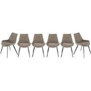 Set van 6 stoelen in taupekleurige stof L62 cm - COLOMBE