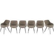 Set van 6 bridge-fauteuils in taupekleurige stof L64 cm - COLOMBE