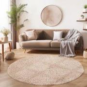 Tapijtenloods Basic Rond Shaggy vloerkleed Beige Hoogpolig- 160 CM RON...