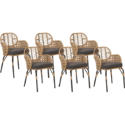 PRATELLO - Tuinstoel set van 6 - Grafietgrijs - Rotan