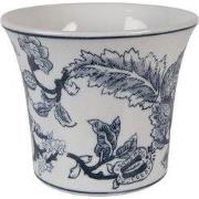 Clayre & Eef Bloempot Ø 16x13 cm Wit Blauw Keramiek