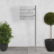 Staande brievenbus met krantenvak 37x37x11 cm lichtgrijs roestvrij sta...