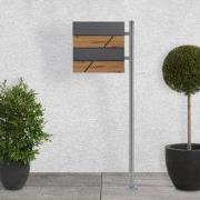 Staande brievenbus met krantenvak 37x36,5x11 cm antraciet/houtlook gem...