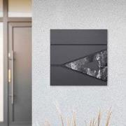 Brievenbus met krantenvak 37x36,5x11 cm antraciet/zwart marmer-look st...