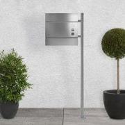 Staande brievenbus met krantenvak 37x10,5x36,5 cm zilver roestvrij sta...