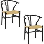 Set van 2 stoelen Oslo Beuken Zwart en Riet