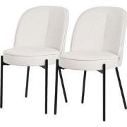 Eetkamerstoelen set van 2 beige met rugleuning, gestoffeerde stoelen v...