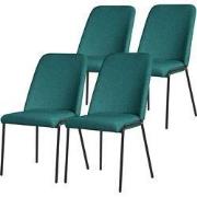 Eetkamerstoelen set van 4 petrol met rugleuning, gestoffeerde stoelen ...