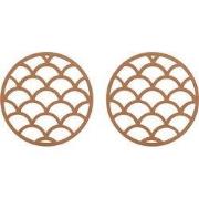 Krumble Pannenonderzetter met schubben patroon - Bruin - Set van 2