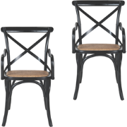 Set van 2 bridge fauteuils van massief hout en webbing L62 cm - BISTRO...