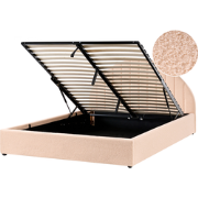 CHADENET - Bed met opbergruimte - Perzikroze - 160 x 200 cm - Bouclé