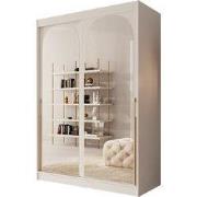 Meubella - Moniq - Kledingkast met schuifdeuren - Wit - 150x65x215 cm