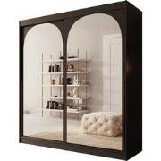 Meubella - Moniq - Kledingkast met schuifdeuren - Zwart - 200x65x215cm