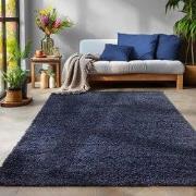 Tapijtenloods Basic Shaggy vloerkleed Donker Blauw Hoogpolig- 60x110 C...
