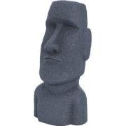Moai Rapa Nui hoofdfiguur grijs, 28x25x56 cm, gegoten steenhars