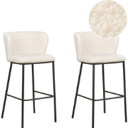 MINA - Barkrukken set van 2 - Gebroken wit - Bouclé