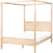 HAUTERIVES - Hemelbed - Lichtbruin - 160 x 200 cm - Rubberhout