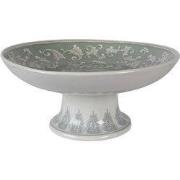 Clayre & Eef Taartplateau op Voet Ø 26x13 cm Wit Groen Porselein