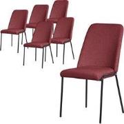 Eetkamerstoelen set van 6 rood met rugleuning, gestoffeerde stoelen vo...
