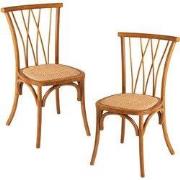 Set van 2 eiken stoelen met rotan zitting OLYMPIA