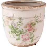 Clayre & Eef Bloempot Ø 15x14 cm Roze Beige Keramiek Bloemen