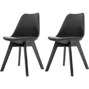 Madera eetkamerstoel zwart - Zwart onderstel - Set van 2