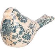 Clayre & Eef Decoratie Beeld Vogel 16x7x9 cm Beige Keramiek