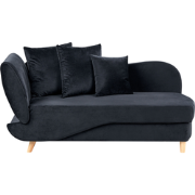 MERI II - Chaise longue - Zwart - Linkerzijde - Fluweel