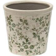 Clayre & Eef Bloempot Ø 16x16 cm Groen Beige Keramiek Bloemen