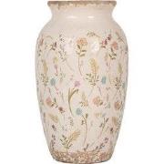 Clayre & Eef Vaas Ø 16x27 cm Beige Keramiek Bloemen