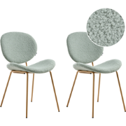 LUANA - Eetkamerstoel set van 2 - Lichtgroen/Lichtbruin - Bouclé