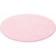 Tapijtenloods Basic Rond Shaggy vloerkleed Roze Hoogpolig- 120 CM ROND