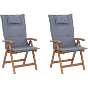 JAVA  - Tuinstoel set van 2 - Lichte houtkleur/Blauw - Acaciahout