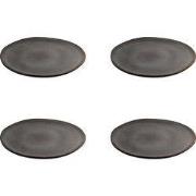 QUVIO Ontbijtborden Selma - Keramiek - Grijs - 21cm - Set van 4