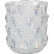 Clayre & Eef Theelichthouder Ø 9x10 cm Wit Glas