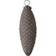 Clayre & Eef Kerstbal XL Dennenappel Ø 6 cm Grijs Glas