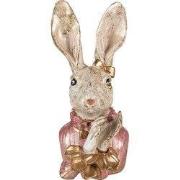 Clayre & Eef Beeld Konijn 11x12x24 cm Beige Roze Polyresin