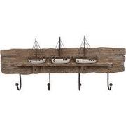 Clayre & Eef Wandkapstok 4 Haken 63x8x27 cm Bruin Hout Bootjes