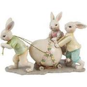 Clayre & Eef Decoratie Beeld Konijnen 17x8x11 cm Beige Kunststof