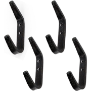 Kapstokhaak dubbel | Set van 4 | Wandhaak | Zwart