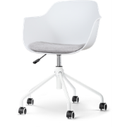 Nout-Liz bureaustoel wit met lichtgrijs zitkussen - wit onderstel