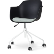 Nout-Liz bureaustoel zwart met zacht groen zitkussen - wit onderstel