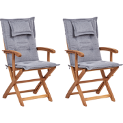 MAUI II - Tuinstoel set van 2 - Lichthout/Grijs - Acaciahout