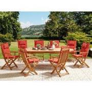 MAUI II - Tuinset voor 8 - Lichthout/Rood - Acaciahout