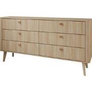 Meubella - Voorne - Ladekast met 6 lades - Eiken - 163x38x83 cm