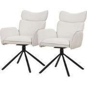 Eetkamerstoel set van 2 draaibaar Beige met rugleuning en armleuning t...